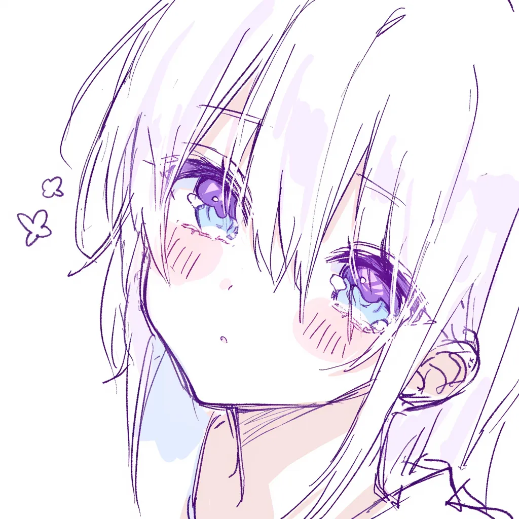 かわいい上目遣いの涙目｜【基本構造】視線を少し逸らしながら上目遣いにする描き方で、瞳を大きく潤ませています。<br>【演出の方向性】涙の輝きが儚さを強調し、甘えや弱さを伝える印象を与えています。<br>