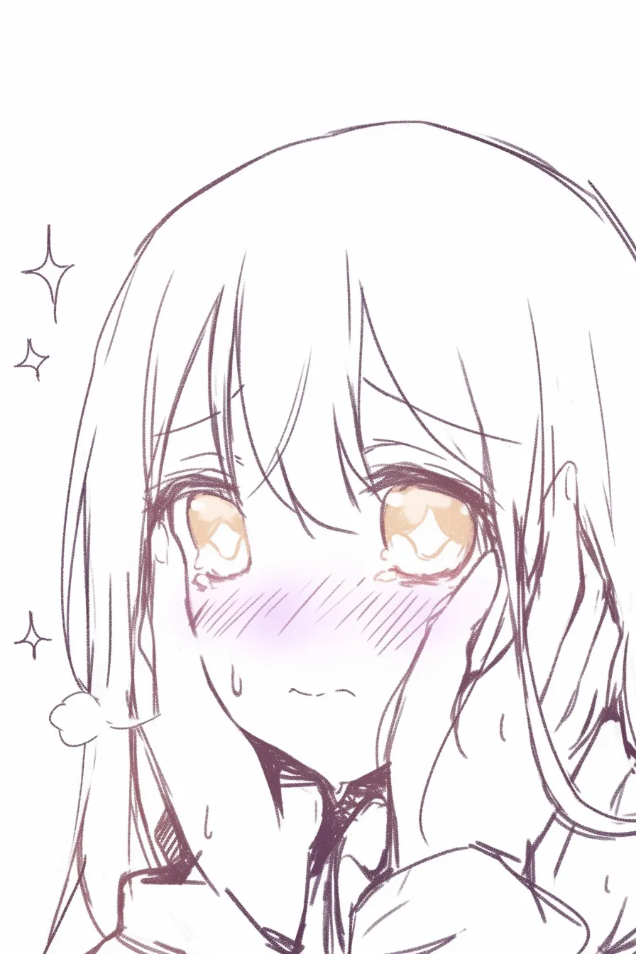 キスの余韻｜【基本構造】キス後の少女をアップで捉え、両手で頬を支える仕草を描き方に加えています。<br>【演出の方向性】瞳を潤ませ頬を染めることで、キス直後の余韻と恥じらいを同時に表現し、胸に残る温度感を視覚化しています。<br>