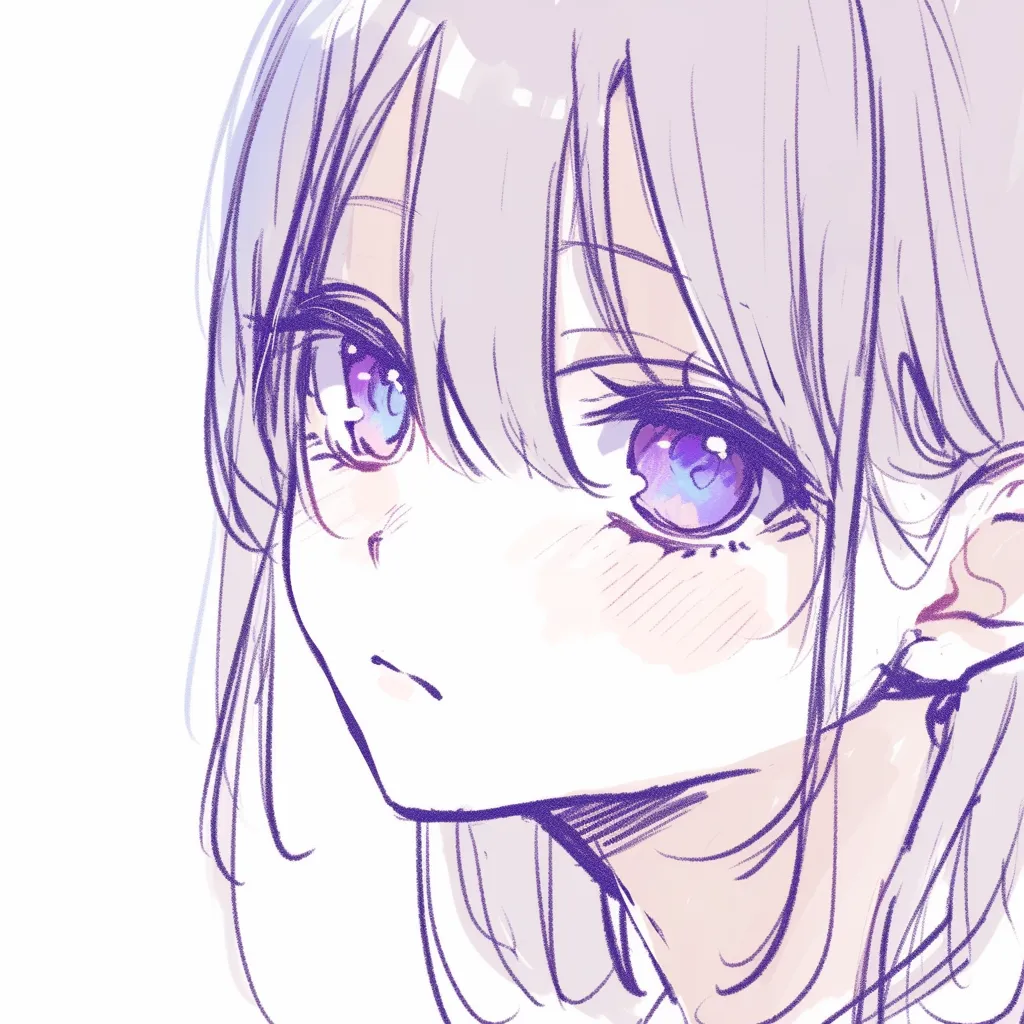 唇の静かな閉じ方｜【基本構造】やや俯き気味の横顔で、口を小さく閉じた描き方を取り入れています。顎をすっきりと描くことで清楚な雰囲気を支えています。<br>【演出の方向性】動きを抑えた唇が冷静さを与え、澄んだ瞳と組み合わせて理知的で落ち着いた印象を演出しています。<br>