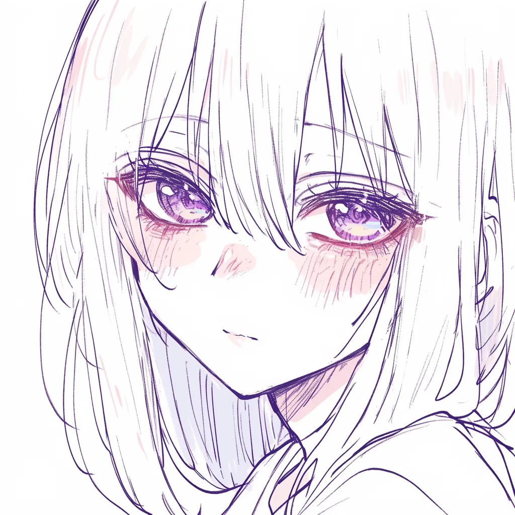 かわいい唇の素直さ｜【基本構造】正面構図で小さな口を閉じる描き方を採用し、髪の流れをシンプルに添えています。<br>【演出の方向性】余計な装飾を抑えた口元が純粋さを強調し、澄んだ視線と合わせて清楚なかわいさを生んでいます。<br>