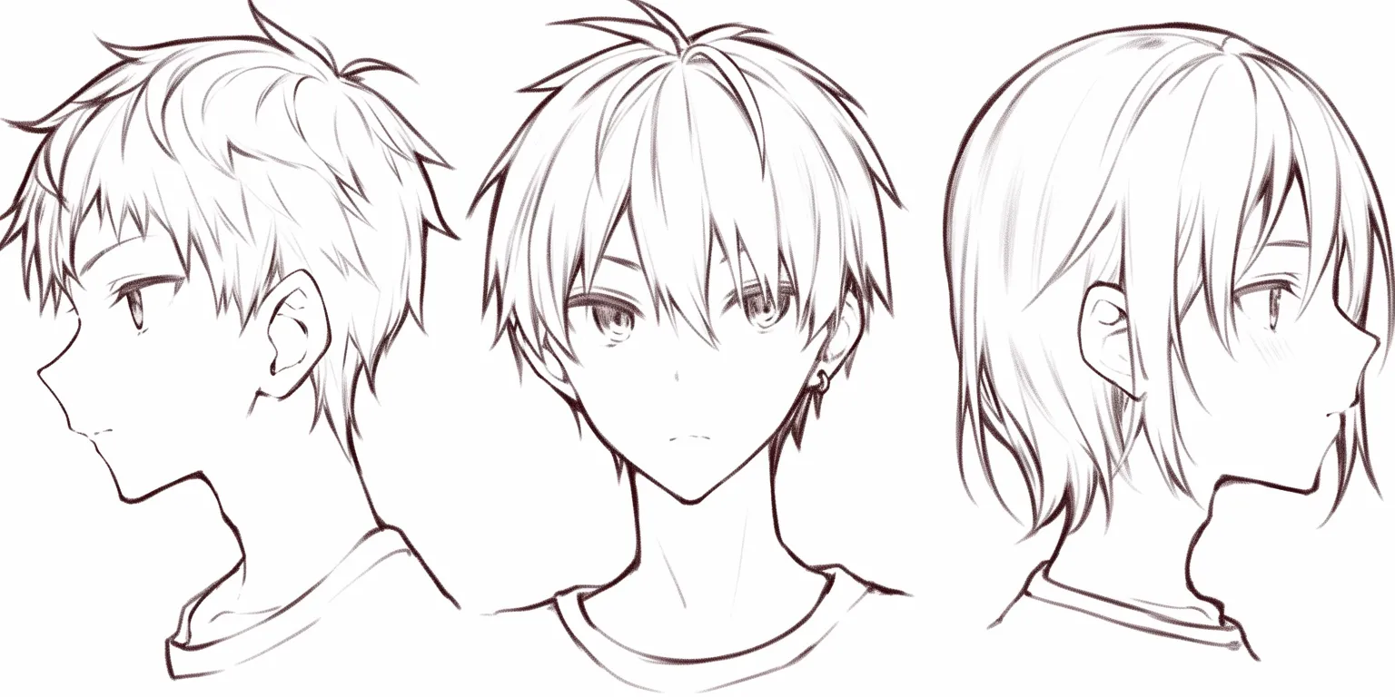 輪郭の描き方（男・柔らかいライン）｜【基本構造】丸みのある顎と短めの首を組み合わせた描き方で、柔らかさを出しています。<br>【演出の方向性】角の少ない輪郭が、少年らしさや親しみやすさを強調し、優しい印象に仕上げています。<br>