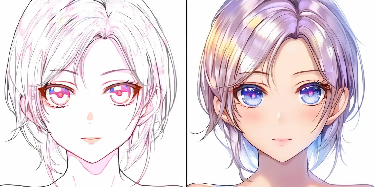 肌 塗り方の光沢｜【基本構造】顔や首に強めのハイライトを入れる描き方で、面の凹凸を強調しながら立体感を高めています。<br>【演出の方向性】水分を帯びたような輝きを与えることで、艶やかで魅惑的な印象を演出しています。<br>