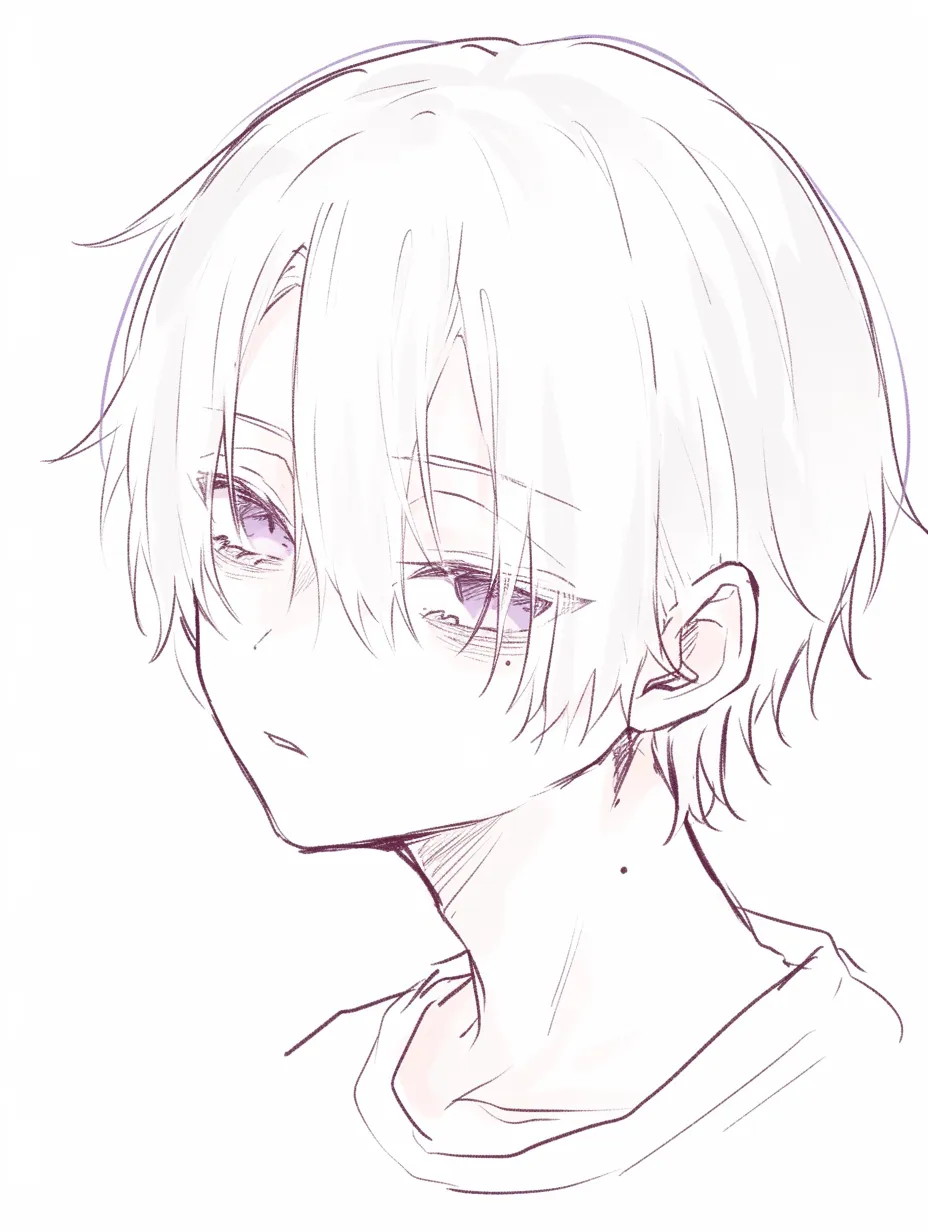 泣きぼくろの男（斜め視線）｜【基本構造】斜め下を向く視線と、目尻寄りの泣きぼくろを組み合わせる描き方です。<br>【演出の方向性】斜めの角度と伏し目の組み合わせが、切なさや秘密めいた印象を強調しています。<br>