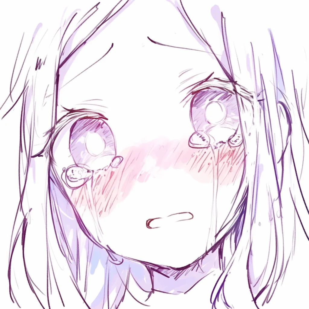 かわいい泣き顔のおびえ｜【基本構造】目を大きく開き、口をわずかに震わせる描き方で涙を強調しています。<br>【演出の方向性】赤みを帯びた表情が不安を表し、幼さと無防備さが可愛さを際立たせています。<br>