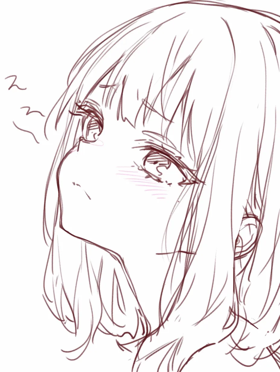 怒った顔のふくれ｜【基本構造】頬を膨らませ、上目遣いの瞳と唇を突き出す描き方で、子どもらしい不満を表現しています。<br>【演出の方向性】線を柔らかくし、赤みを多めに入れることで、深刻ではない拗ねた怒りを可愛らしく伝えています。<br>
