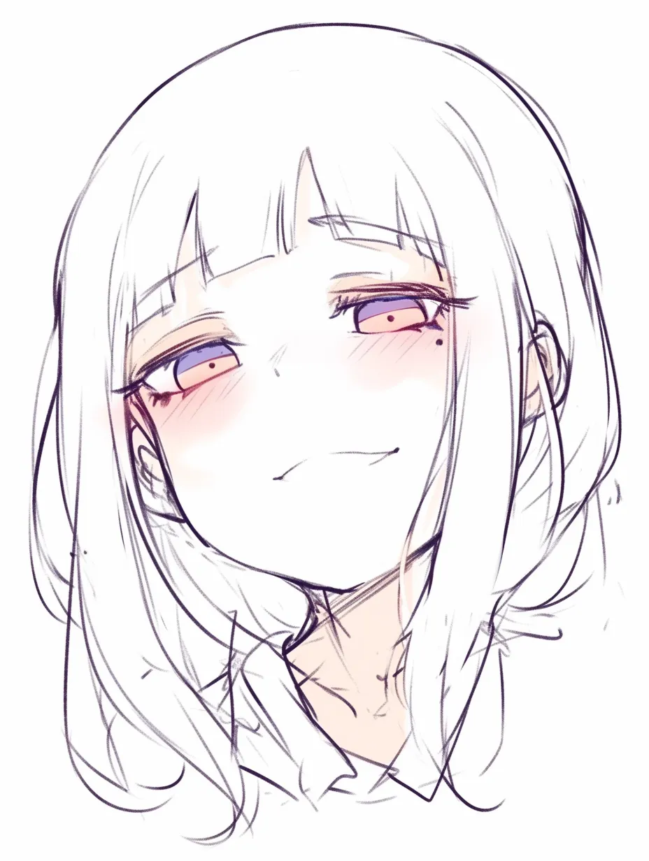 かわいいドヤ顔のきらめき｜【基本構造】目を細めつつ口角を上げる描き方で、丸みのある頬と柔らかな髪を強調しています。<br>【演出の方向性】瞳の端に輝きを添えることで、自信満々ながらも無邪気な可愛さを際立たせています。<br>