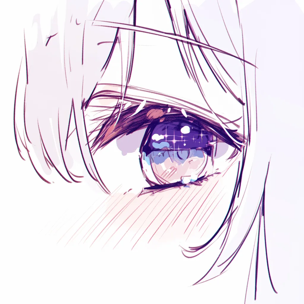 宝石瞳の涙粒｜【基本構造】片目をクローズアップした描き方で、瞳の中に格子状の光を差し込み、涙を浮かべています。<br>【演出の方向性】きらめきが強調され、涙が宝石の輝きをさらに増幅させ、切なさと幻想感を強く演出しています。<br>