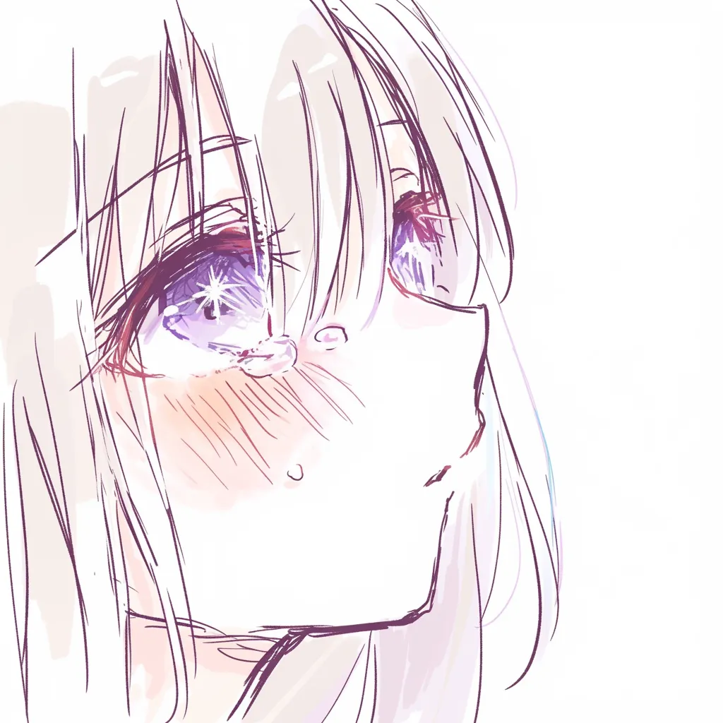 宝石瞳の光彩｜【基本構造】真正面からの視線を描き方で整え、両目に光源を強く反射させています。<br>【演出の方向性】宝石のカットのような光彩が目に散りばめられ、強烈な存在感と純粋な感情の爆発を印象づけています。<br>