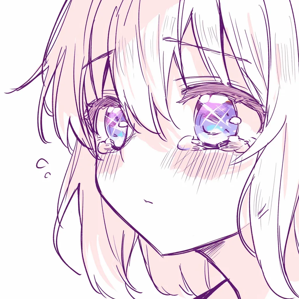 宝石瞳の驚き｜【基本構造】大きく目を見開いた描き方で、瞳の中に幾層もの光の反射を加えています。<br>【演出の方向性】鮮やかな色彩とハイライトが組み合わさり、驚きや感動が瞬時に伝わるような迫力ある表現となっています。<br>