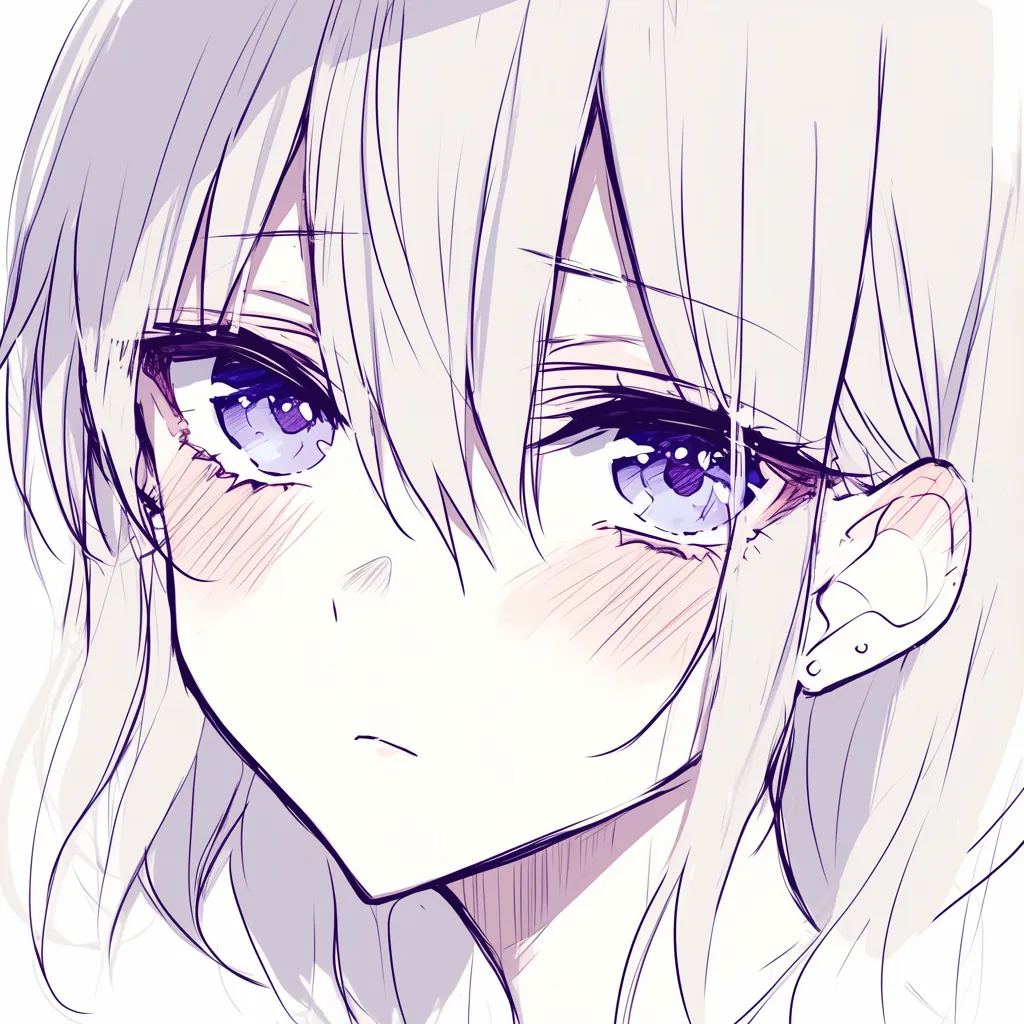 つり目の哀愁｜【基本構造】やや斜めからの視線で、瞳を大きく描き、目尻を引き上げて柔らかさを残す描き方です。<br>【演出の方向性】光彩を豊かに描き込み、哀しみを抱きつつも優しさを含んだ複雑な印象を演出しています。<br>