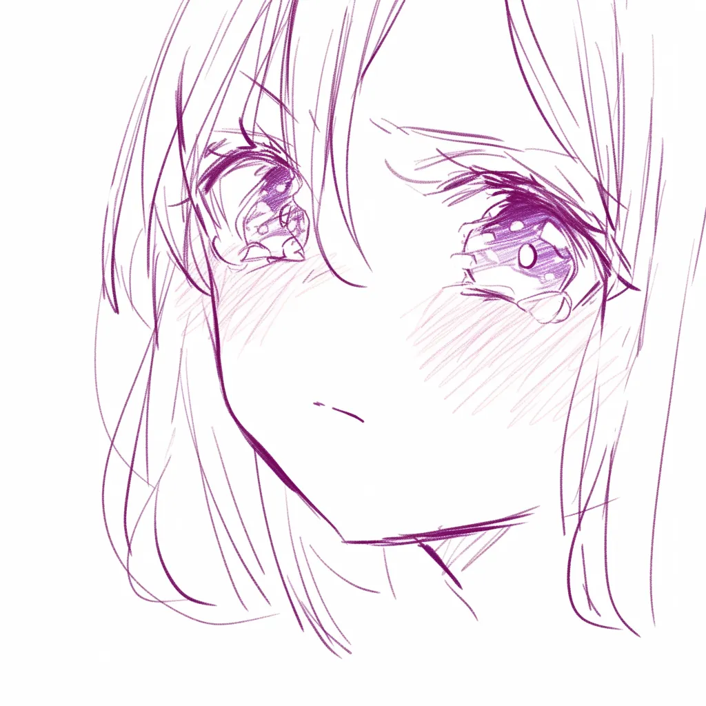 タレ目の不安｜【基本構造】大きな瞳を涙で潤ませ、目尻を下げて描き方を組み込んでいます。<br>【演出の方向性】潤んだ視線と口元の硬さが、切実な不安や脆さを観る者に伝えます。<br>