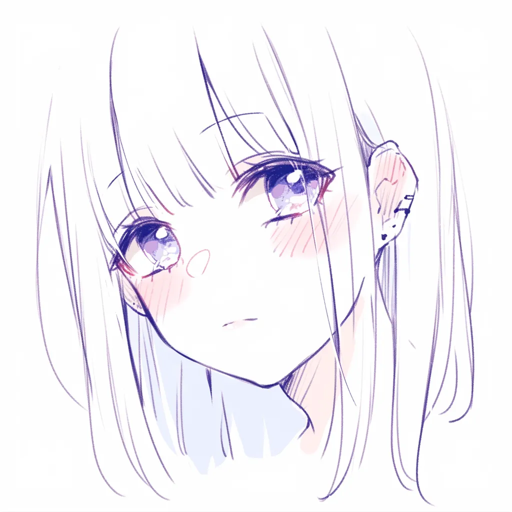 鼻ハイライトの柔らかさ描き方｜【基本構造】正面に小さな鼻先を配置し、鼻筋を最小限の線で描き方を整理しています。中央に丸いハイライトを置くことで立体感を補っています。<br>【演出の方向性】強すぎない光の反射で、頬の赤みと調和しながら可憐で柔らかい印象を与えます。無垢さや清潔感を際立たせる効果があります。<br>