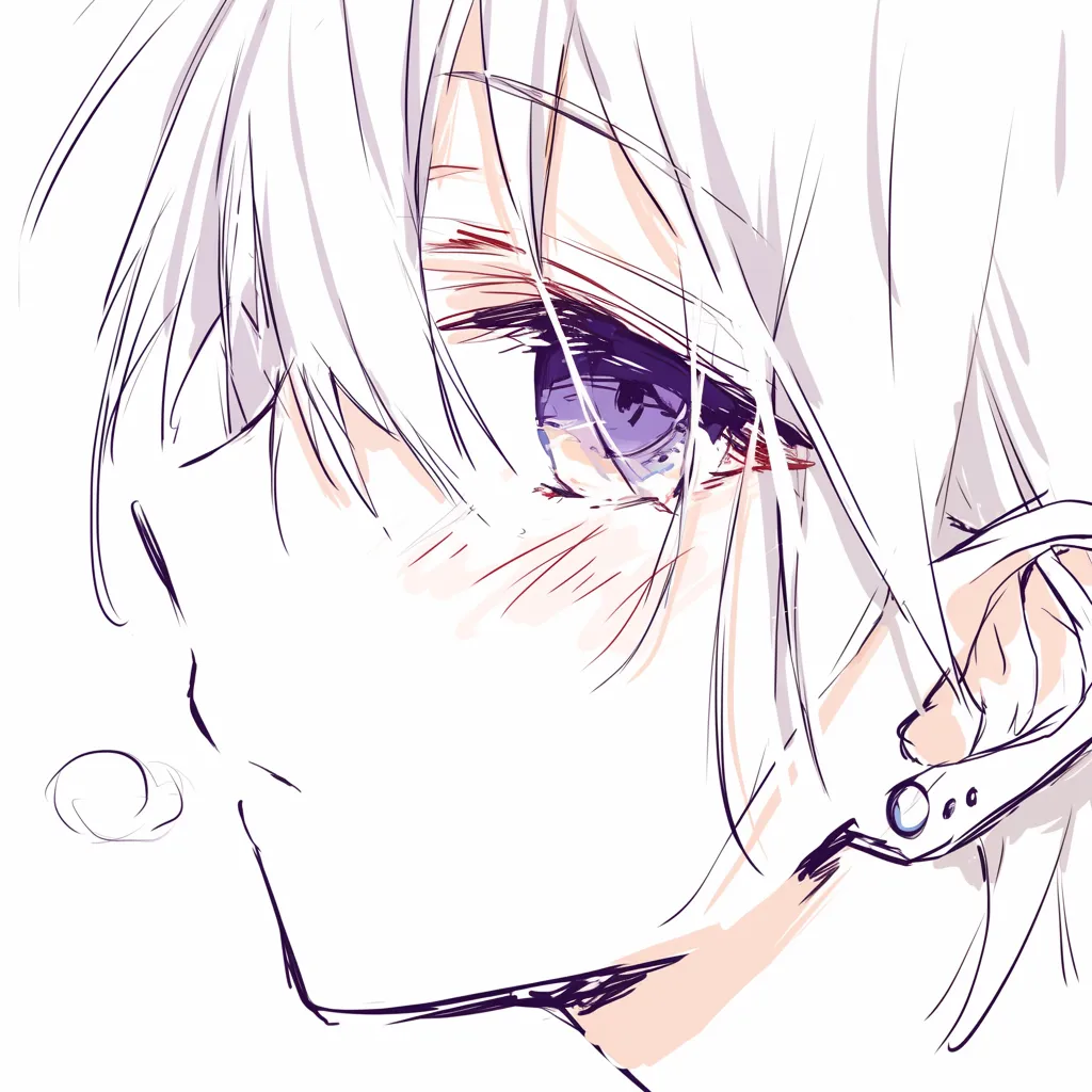 耳の伏し目構図描き方｜【基本構造】顔が下向きになる構図で、耳が高めに見える位置に描き方を整理しています。髪と重なる部分は省略的に。<br>【演出の方向性】伏し目と組み合わさることで控えめな印象を強調し、耳の存在が表情の内気さをサポートします。<br>