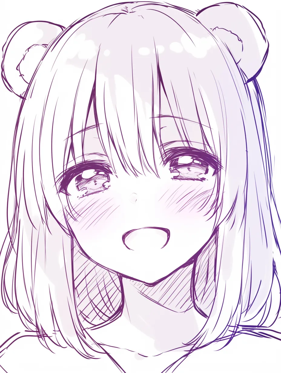くま耳の優しい笑顔|【基本構造】丸みのある耳を頭上に配置する描き方で、口角を上げて視線を合わせています。<br>【演出の方向性】くま耳の可愛らしさと穏やかな笑みが調和し、安心感と癒しを与える雰囲気を作っています。<br>