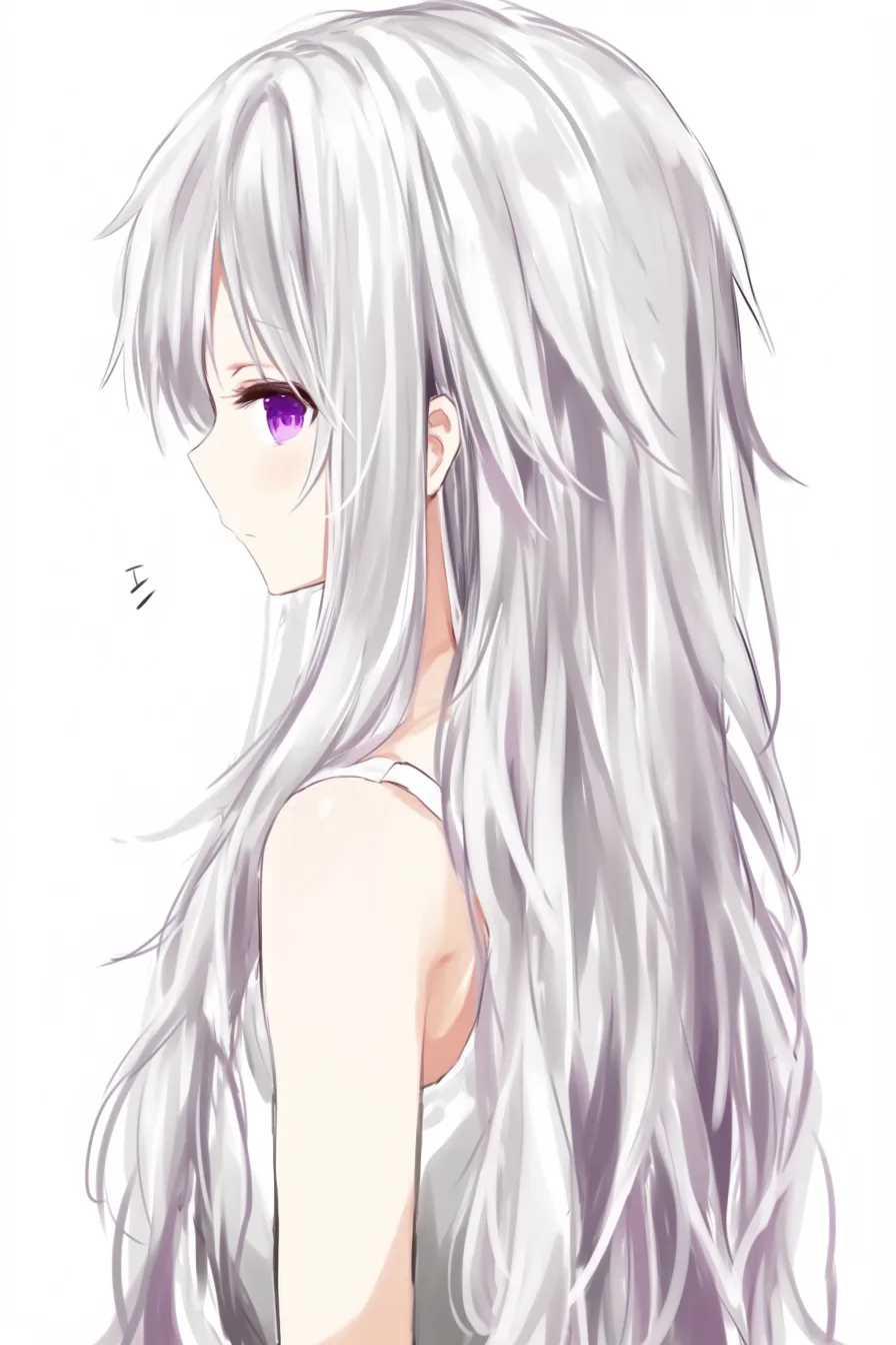 後ろ髪のロングストレート｜【基本構造】腰まで伸びる髪を流れるように配置する描き方で、全体のシルエットを縦に長く見せています。<br>【演出の方向性】艶のある髪質と直線的な流れが、気品と神秘性を演出しています。<br>