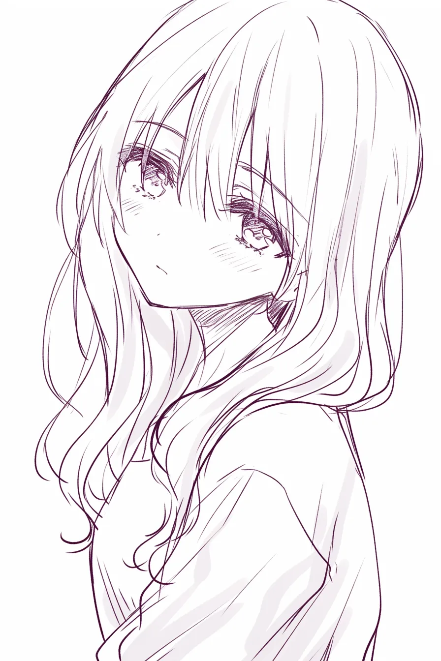 パーマの柔和｜【基本構造】顔まわりに緩いウェーブをかけ、肩に沿わせるように描いています。<br>【演出の方向性】少し上目遣いの視線とゆるやかな髪の動きが、柔和であたたかい印象を作り出しています。<br>