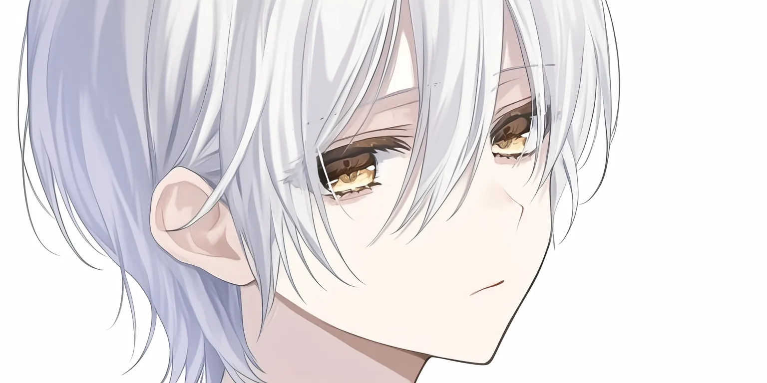 髪ハイライトの白銀視線｜【基本構造】白銀の髪を滑らかに垂らした横顔の描き方で、淡い光のラインを髪全体に走らせています。<br>【演出の方向性】冷たい光沢が幻想的な空気を生み出し、無表情な瞳と相まって神秘的で儚げな印象を強調しています。<br>