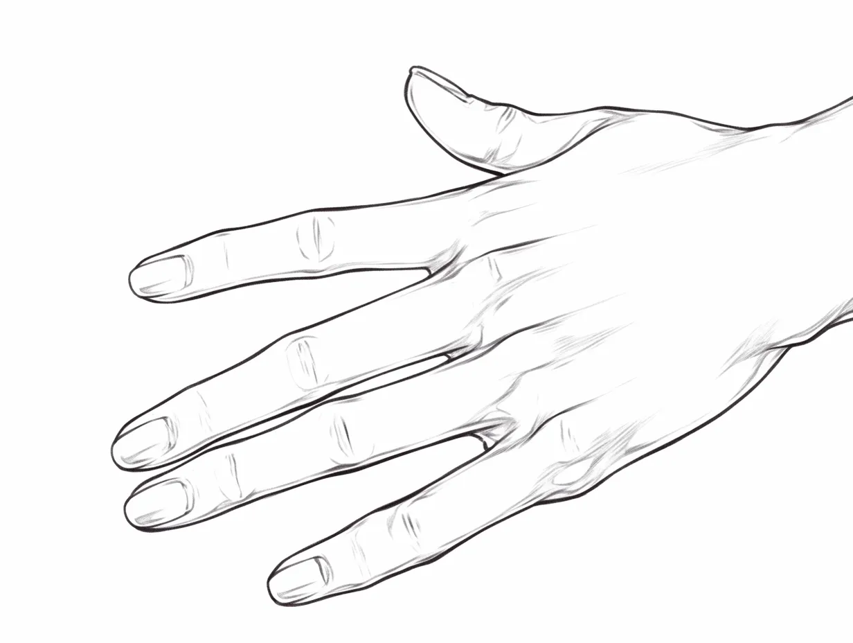 かわいい手の甲｜【基本構造】手の甲を正面に広げる描き方で、骨格を意識しつつ細めの指と緩やかな線で整えています。<br>【演出の方向性】シワや影を控えめにして線をすっきりと描くことで、華奢で繊細な雰囲気を強調し、可憐な印象を高めています。<br>