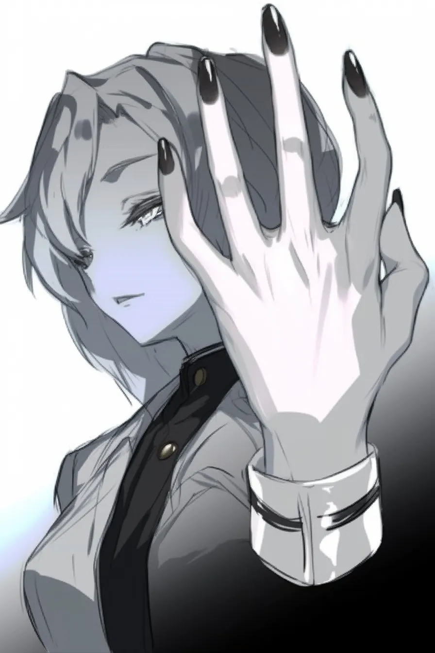 かっこいい手の爪｜【基本構造】手の甲を大きく前に押し出す描き方で、長い爪を強調し、手首から肩にかけての流れを直線的に構築しています。<br>【演出の方向性】黒い爪と硬質な影のコントラストにより、クールで威圧的な雰囲気を演出し、かっこよさを鋭く際立たせています。<br>