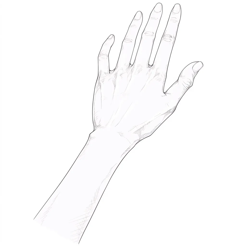 女の子の手の甲｜【基本構造】甲を正面に出した描き方で、細めの骨格と指の節をさりげなく描写しています。<br>【演出の方向性】影を控えめに置き、全体をスッキリ仕上げることで、清楚で女性的な印象を高めています。<br>