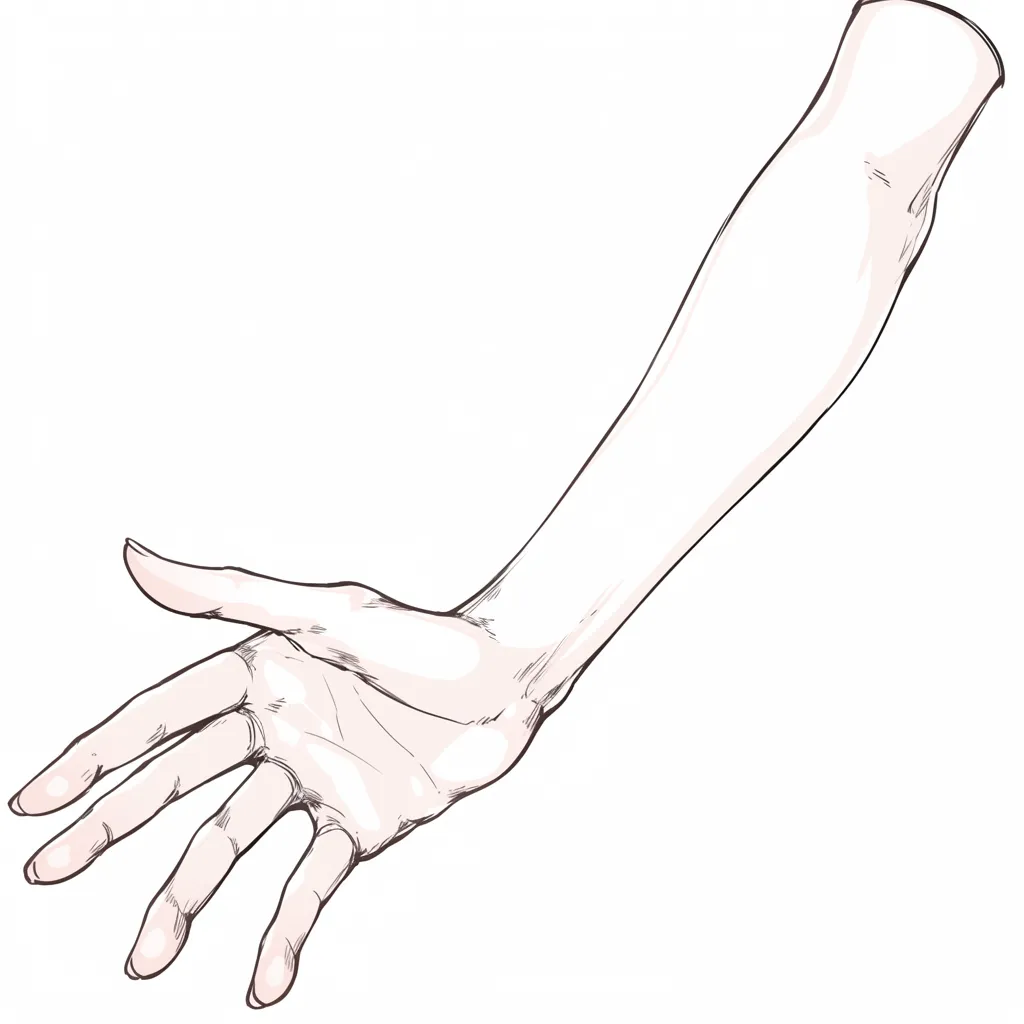 女の子の手の開き｜【基本構造】掌を大きく外に開いた描き方で、親指と小指の広がりを強調し、関節の柔らかさを出しています。<br>【演出の方向性】淡い陰影で立体感を出しつつ、無防備で可憐な印象を表現しています。<br>