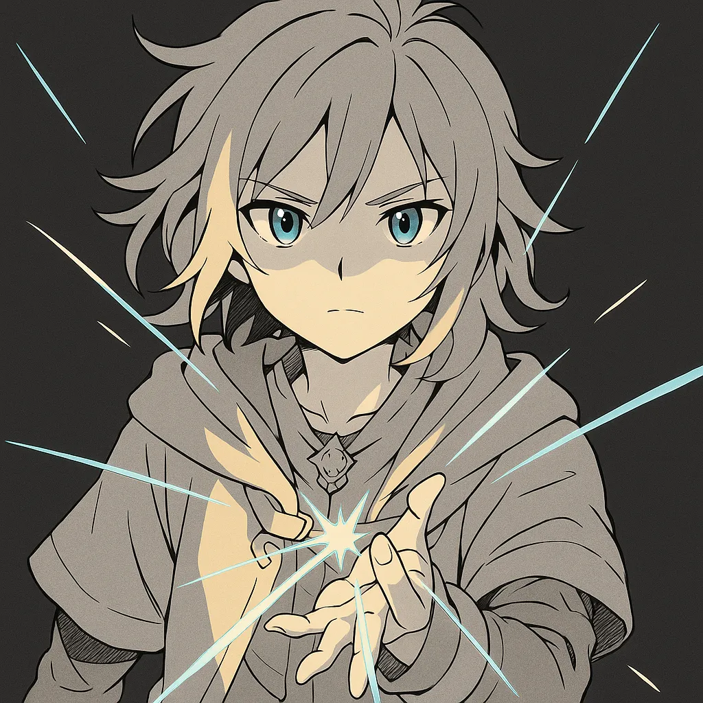 指パッチンの魔法｜【基本構造】胸の前で片手を突き出し、親指と中指を合わせる描き方で、瞳はまっすぐ正面を射抜くように構成されています。<br>【演出の方向性】指先から光やエネルギーが広がる演出で、力強さや決意を強調し、魔法発動の瞬間を印象的にしています。<br>