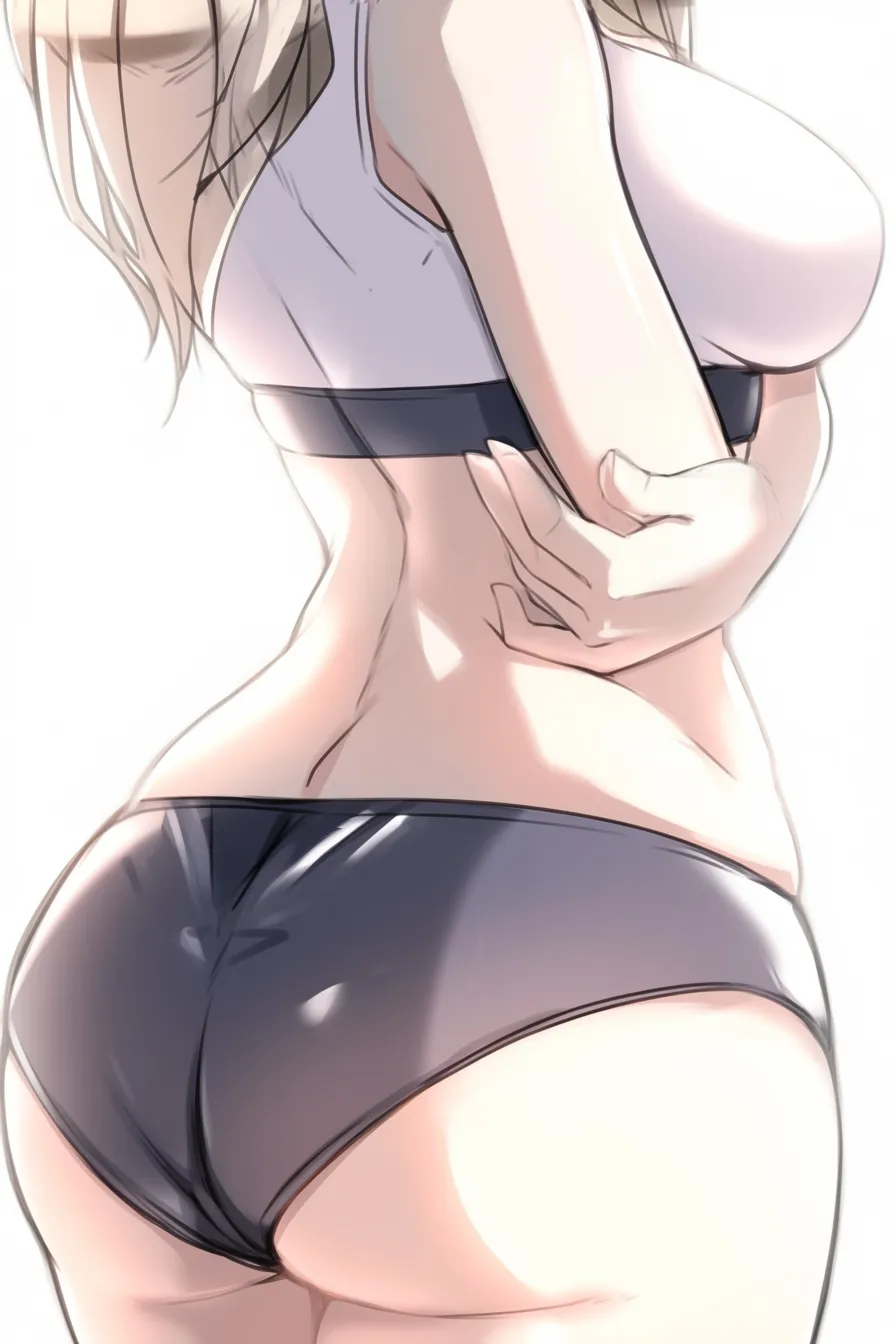 女の子のお尻光沢感｜【基本構造】密着した衣装の皺や光沢を描き方で強調し、腰の曲線からお尻のふくらみまでをなめらかに描いています。<br>【演出の方向性】光を反射する素材感によって、艶やかで女性的な魅力を引き立てています。<br>