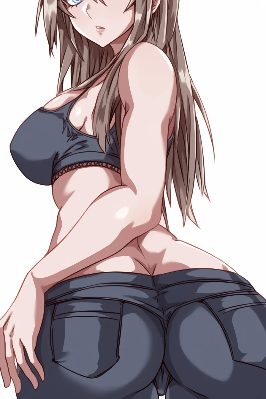 女の子のお尻ジーンズ｜【基本構造】タイトなジーンズに収められたお尻を描き方で明確にし、腰骨の位置やポケットのラインで構造を示しています。<br>【演出の方向性】カジュアルさと色気を同時に持たせることで、日常的で親しみやすいが視線を惹きつける表現になっています。<br>