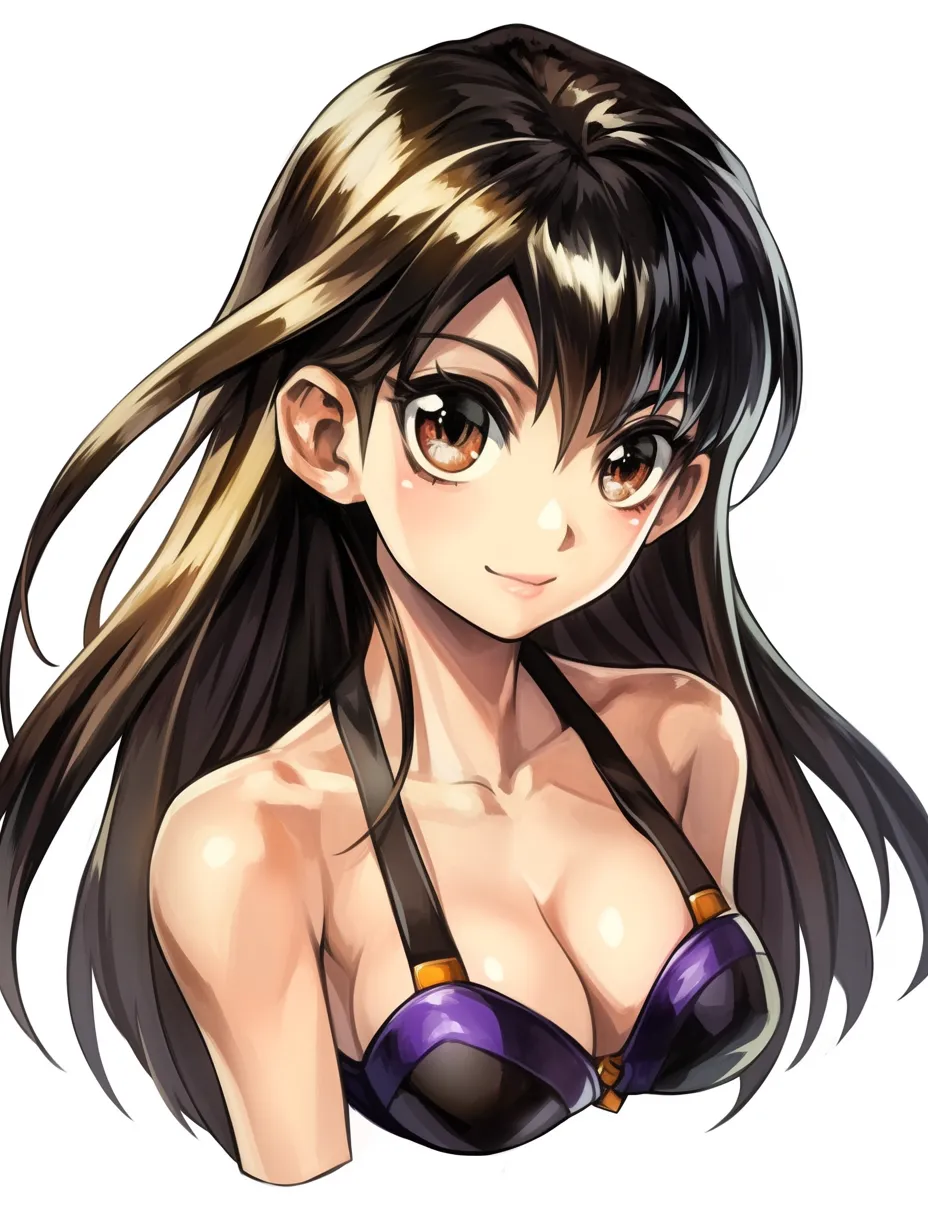 顔ハイライトの艶やかさ｜【基本構造】髪と肌の陰影を濃く描き方し、額や頬に力強いハイライトを入れています。瞳には褐色の光を加えています。<br>【演出の方向性】強めの光沢が大人っぽさを引き出し、健康的で自信に満ちた雰囲気を与えています。凛とした印象を強める演出です。<br>