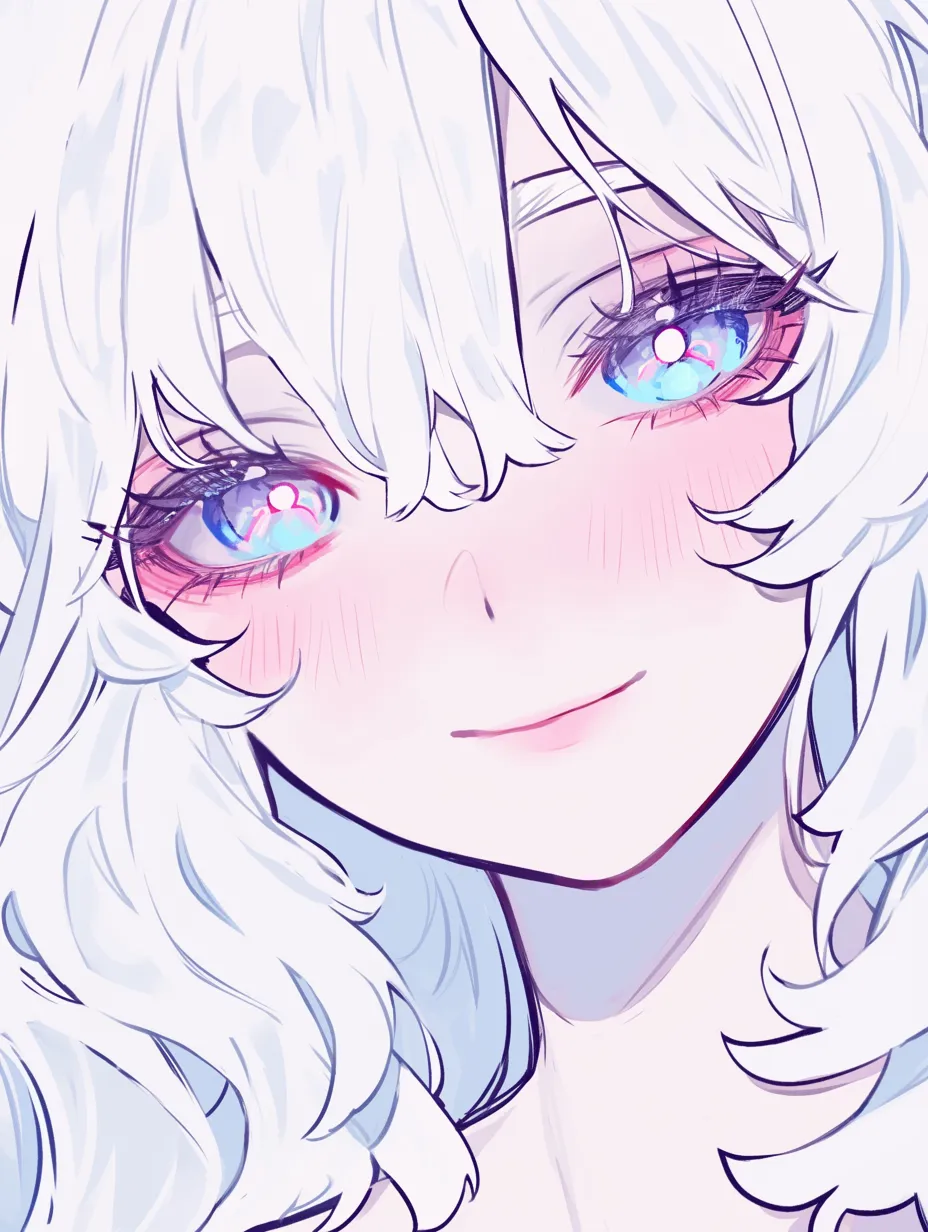 顔の影の少女E｜【基本構造】斜め上からの視線をとらえる描き方で、額から頬へ落ちる影が柔らかく配置されています。<br>【演出の方向性】わずかな笑みと目の輝きを影と合わせ、穏やかで安らぎを感じさせる表情を作り、温かい余韻を残しています。<br>