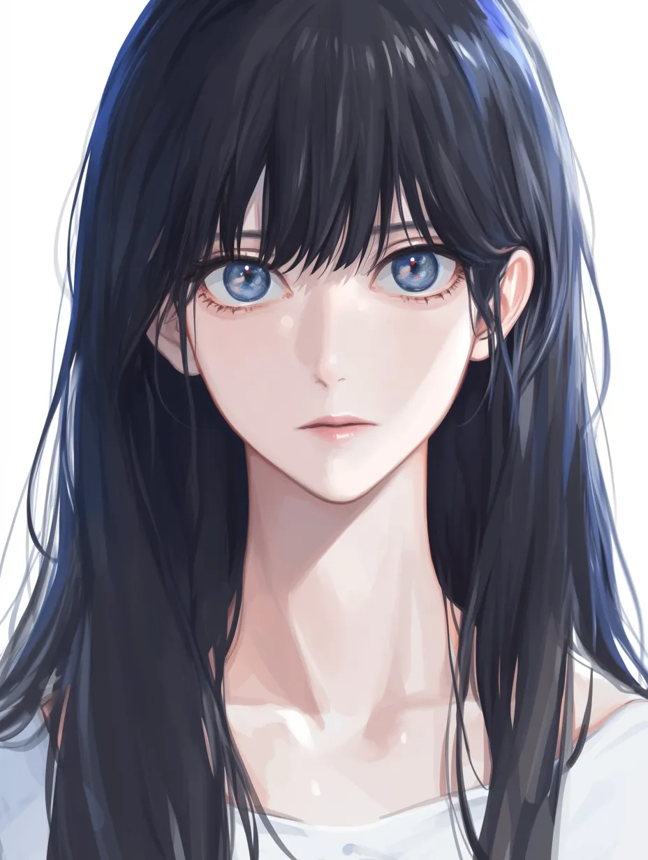 顔の塗り方H｜【基本構造】正面から真っすぐ視線を向ける描き方で、肌は白に近い淡色と柔らかな影で均一に塗られています。<br>【演出の方向性】自然な塗り方が清楚さを引き立て、透明感と静かな存在感を表現しています。<br>