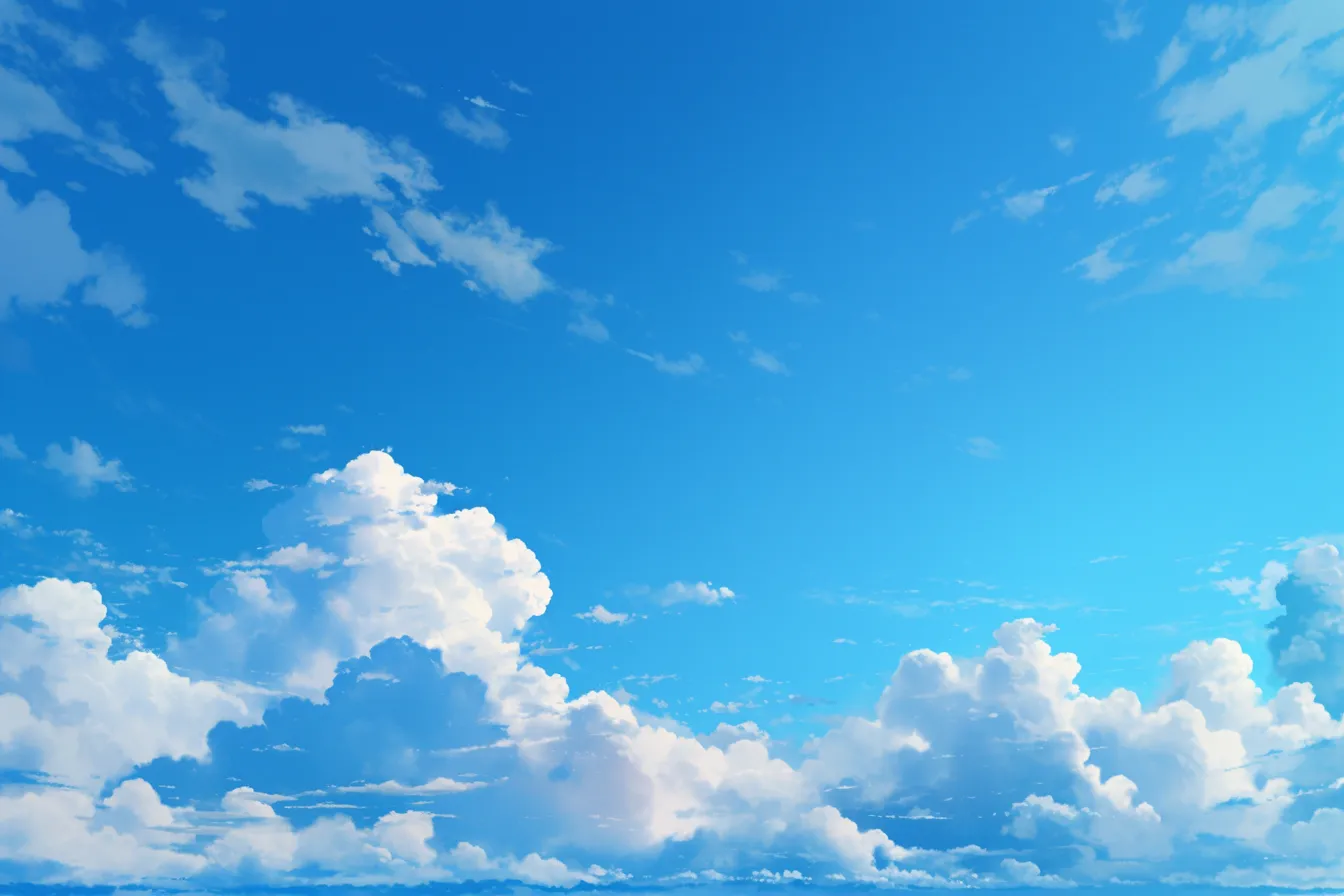 澄んだ青空と積乱雲の綺麗な雲｜透き通る青空に積乱雲が立ち並び、清涼感を演出しています。爽やかで開放感のある綺麗な雲の写真素材です。