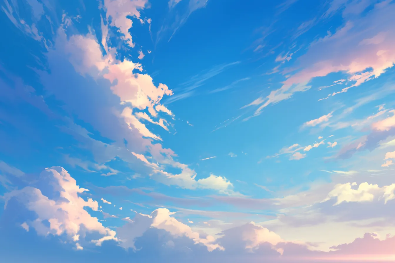 柔らかな朝焼けに染まる綺麗な雲｜ピンクとオレンジの光に照らされた雲が広がり、優しい印象を与える綺麗な雲の写真素材です。