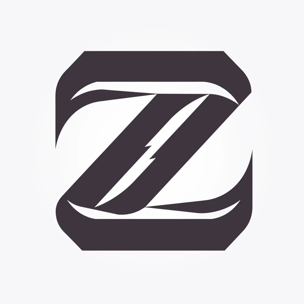 エッジを効かせた曲線的Zロゴ｜滑らかな曲線と鋭い切れ込みが共存するZロゴ。モダンで洗練された印象があり、ブランドロゴにも適した造形美。
