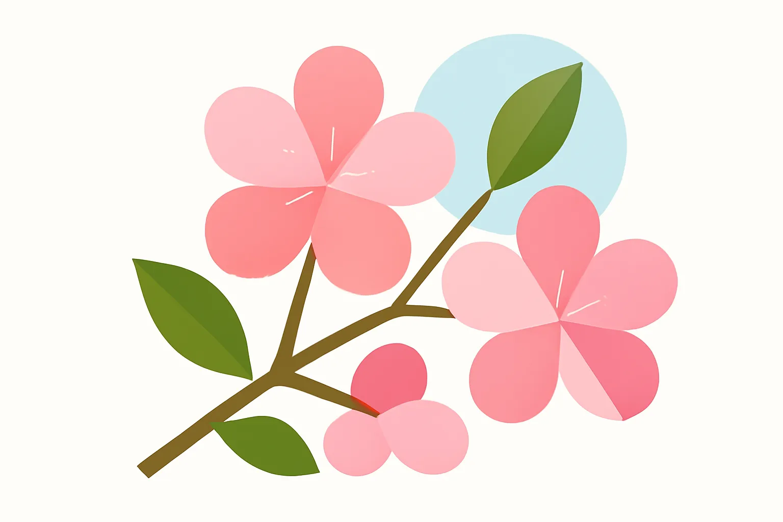 桜のモダン抽象スタイルの絵｜桜をモダン抽象スタイルの絵で描くことで、柔らかいピンクの花びらが幾何学的に広がり、春らしい爽やかさが強調されています。自然の可憐さとモダンな洗練が調和した印象を与えます。