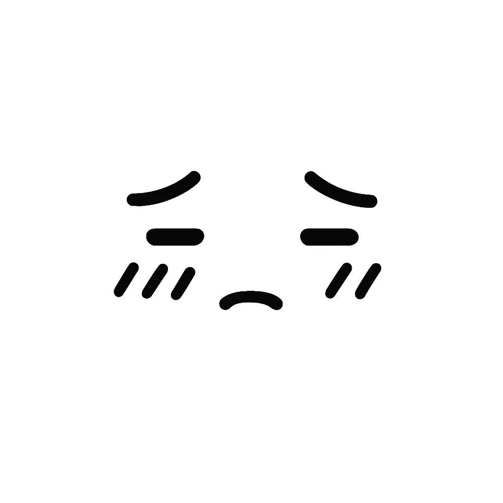 照れる顔文字のミニマルイラスト｜頬を赤らめたような「照れる顔文字」をモノクロで表現したミニマルイラストです。白背景に黒の線で構成され、恥じらいや嬉しさを含んだ優しい表情が印象的。SNSアイコンやスタンプに最適で、アスキーアート「(*ﾉωﾉ)」をもとにしたデザインです。