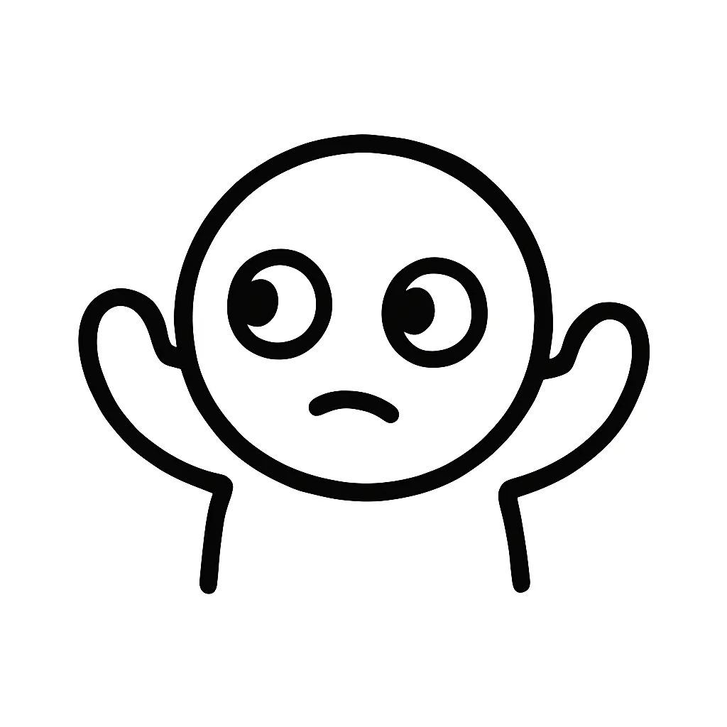 キョロキョロ顔文字のミニマルイラスト｜左右を見回す「キョロキョロ顔文字」をモチーフにしたミニマルイラストです。丸い目線と落ち着きのない手の動きで、「(・_・ ))(( ・_・)」「(ﾟｰﾟ;A)」などの不安定な視線を再構成しました。