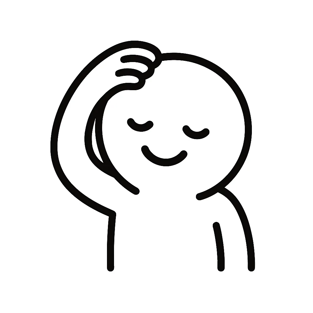 よしよし顔文字のミニマルイラスト｜頭をなでるような「よしよし顔文字」をモチーフにしたミニマルイラストです。やさしい笑顔と手の動きで、「(*´ω｀)ﾉﾞ」「( ´ ▽ ` )ﾉﾞ」などの癒しリアクションを表現しました。