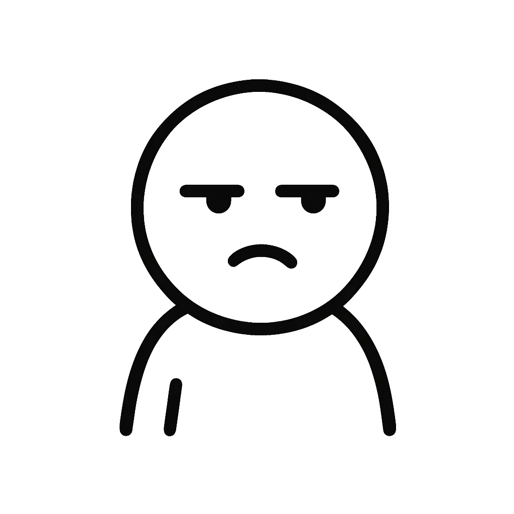 ふーん顔文字のミニマルイラスト｜興味半分のような「ふーん顔文字」をモチーフにしたミニマルイラストです。細い目と斜めの口で、「( ´_ゝ`)」「(´-ω-`)ふーん」などの冷静な反応をミニマルに表現しています。