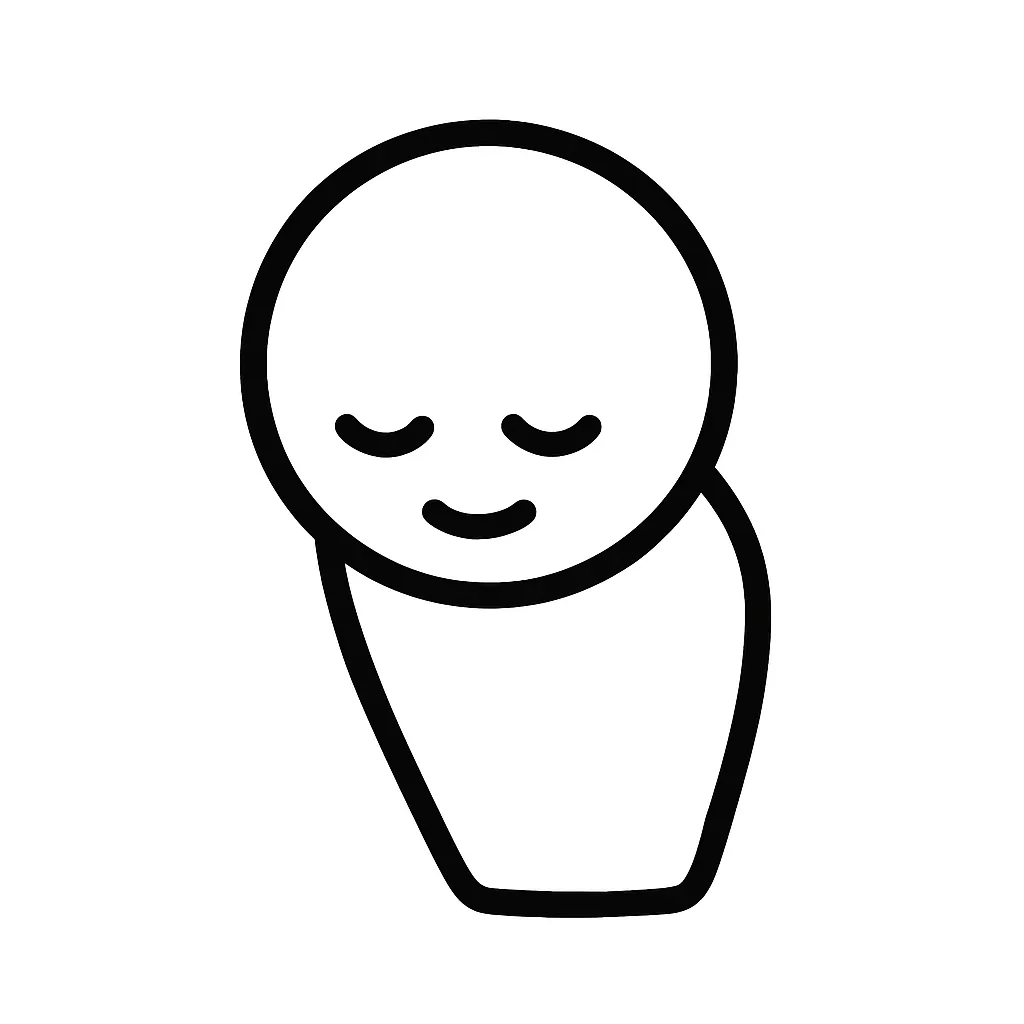 お辞儀顔文字のミニマルイラスト｜深く頭を下げた「お辞儀顔文字」をモチーフにしたミニマルイラストです。前傾姿勢のシルエットと控えめな目線で、「m(_ _)m」「(＞人＜;)」などの感謝や謝罪の気持ちを表現しました。