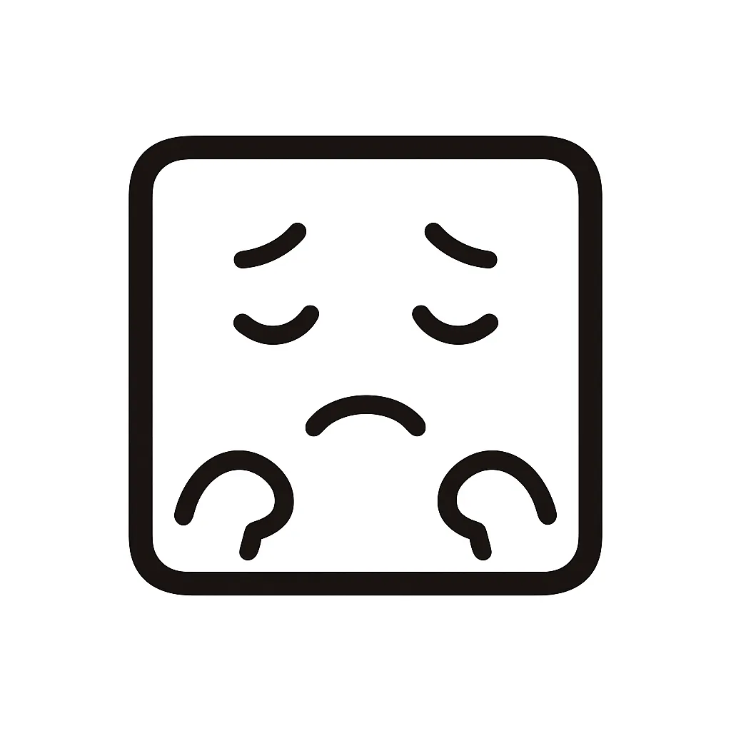 ソワソワ顔文字のミニマルイラスト｜落ち着かずそわそわしている「ソワソワ顔文字」をモチーフにしたミニマルイラストです。視線が泳ぐような目とモジモジした手の動きが特徴で、不安や期待の入り混じる雰囲気を表現。アスキーアート「(๑•﹏•)」「(・_・;)」などをもとに構成しています。