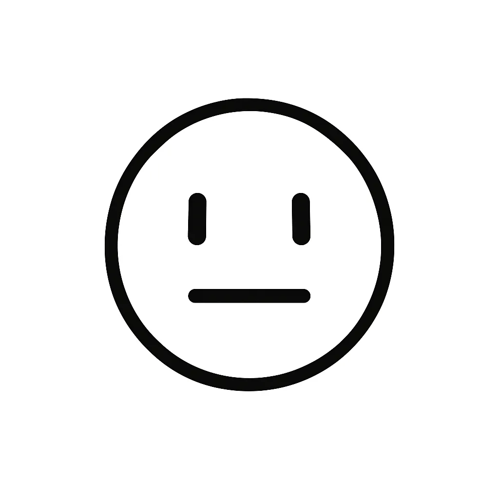 真顔文字のミニマルイラスト｜感情を抑えた無表情な「真顔顔文字」をモチーフにしたミニマルイラストです。目と口のみの簡素な顔立ちで、「(・_・)」「(　ﾟдﾟ)」などの無反応な雰囲気をストレートに再現しました。
