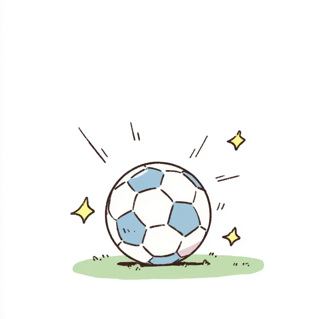 やる気デフォルメのサッカーボール｜やる気デフォルメのサッカーボールが主役のイラスト。ボールに集中線とキラキラを加えることで、無機物ながら生き生きとした存在感を持たせている。
