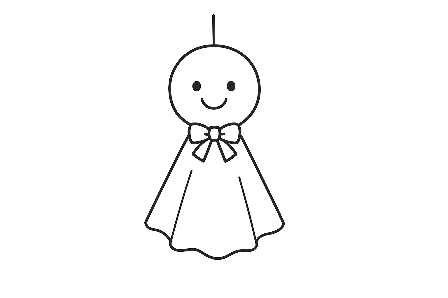 6月の塗り絵：てるてるぼうず｜雨の日を明るく過ごせるようにと願いをこめた、てるてるぼうずの塗り絵です。表情やリボンの部分など、自由な発想でアレンジが楽しめます。