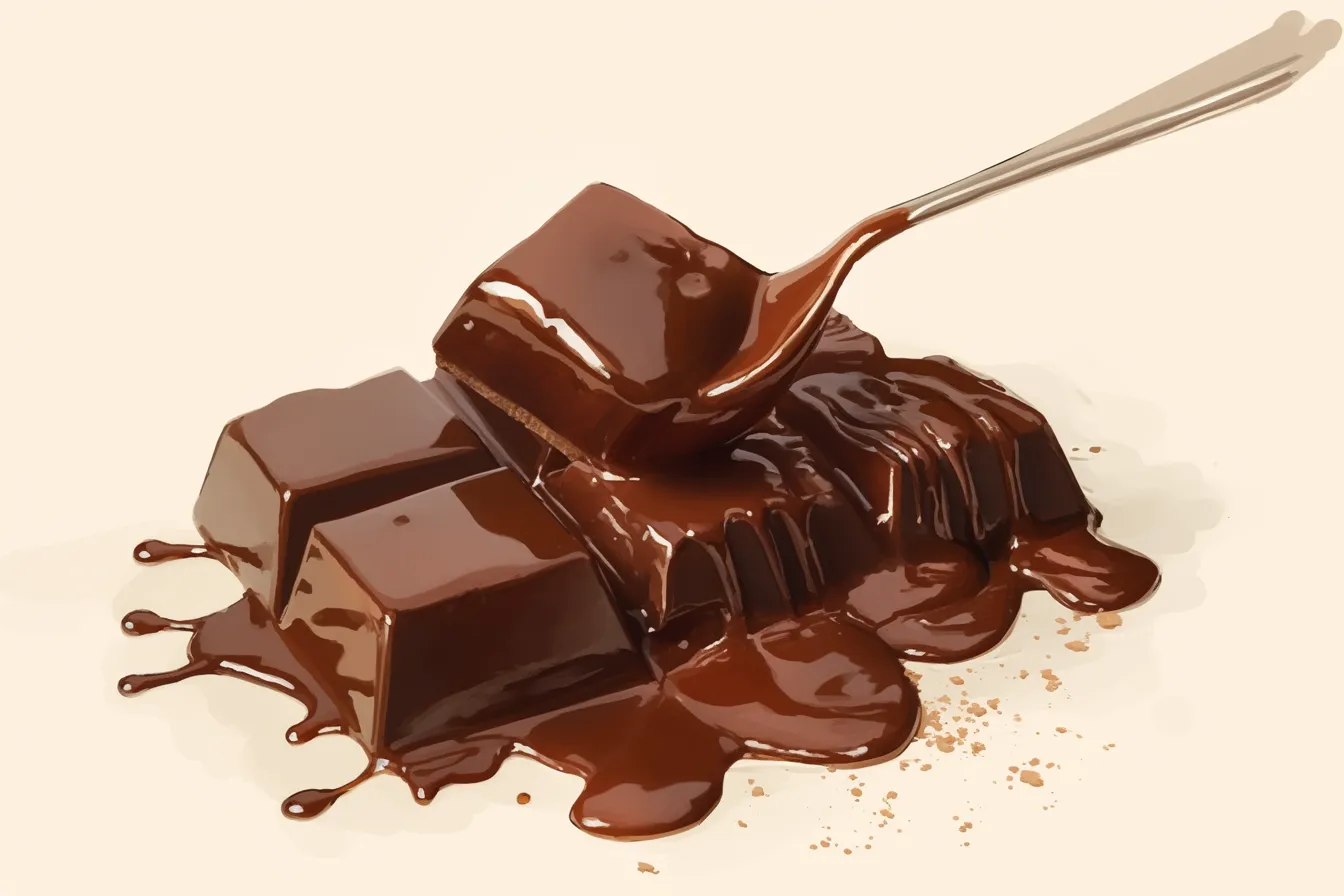とろける質感が魅力のチョコの絵｜滑らかに溶けるチョコレートの質感を丁寧に描いたチョコの絵は、濃厚さと贅沢感を伝える写真素材です。菓子ブランドや販促に効果的です。