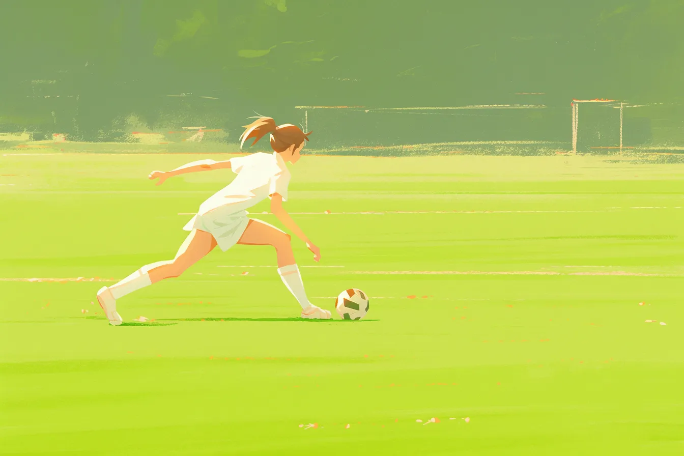 サッカーの絵 ゴール前でドリブルする姿｜シンプルで写実的な構成がわかりやすく、サッカーの絵をストレートに伝えることで教育やスポーツ関連資料に適した素材です。