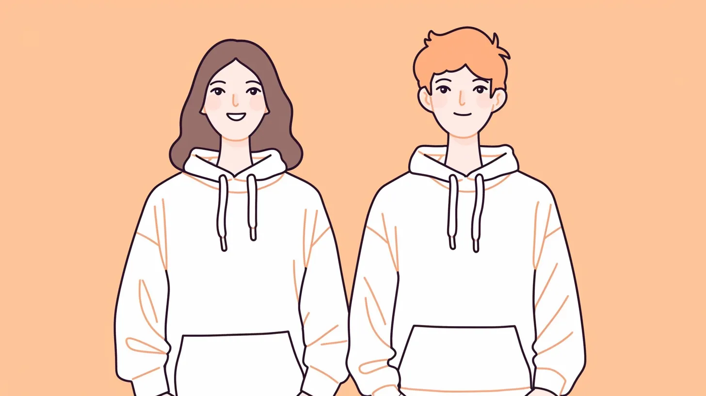 中学生ペア画 笑顔の男女｜柔らかな色調で表現された中学生ペア画は、親しみやすい笑顔が印象的。教育関連や若者向けサービスのビジュアル素材に活用できます。