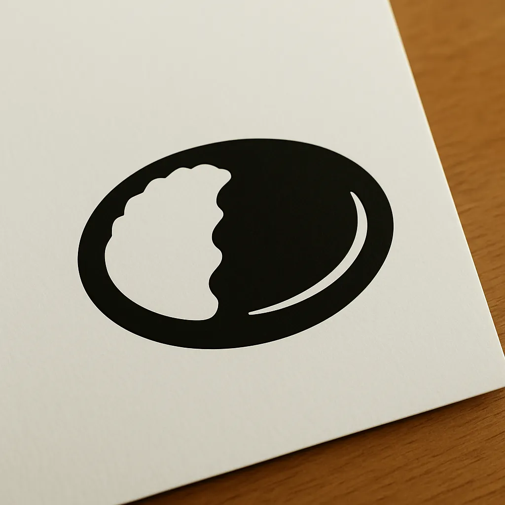 黒シルエットのカレー｜皿に盛られたごはんとカレーソースをシンプルなラインで描いた黒シルエット。ごはんは半月形に盛られ、カレーはなめらかな面で表現。家庭料理や給食の定番として使える万能アイコン。