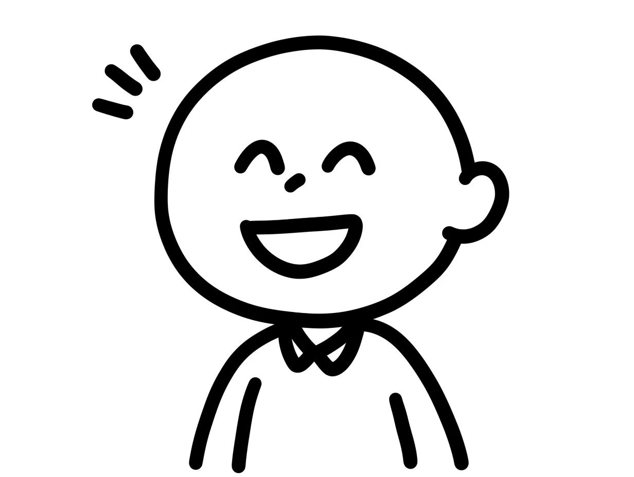 ゆるい顔の朗らかさ｜満面の笑顔と手描き風のシンプルな線が、見る人までにこやかにさせる。ゆるい顔が放つ、優しい陽だまりのような表情。