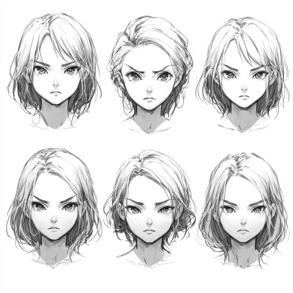 顔の向きと柔らかな輪郭｜丸みのある輪郭と自然な陰影が、どの角度から見ても柔らかい印象を保つ。髪の流れと顔の角度が調和して心地よい。